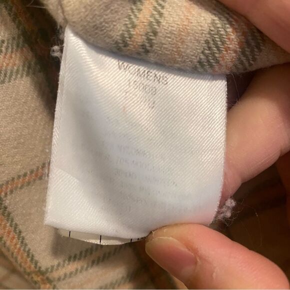 Woolrich Women’s Wool Flannel Lined Full Zip Ecru Beige Utility Cargo Jacket L - Picture 12 of 13